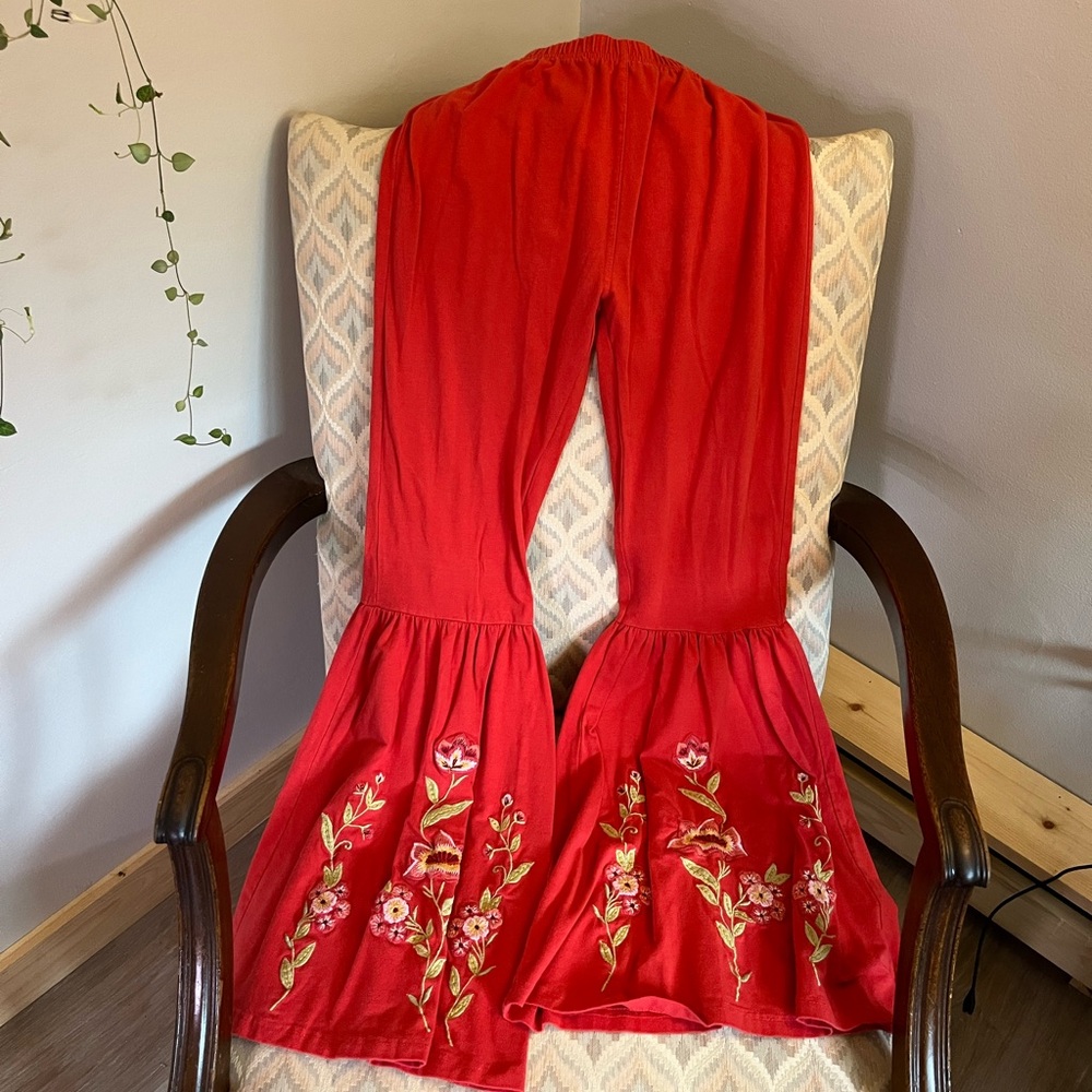 April Cornell Embroidered Flare Pants